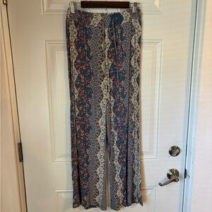 Mudd Teal Multicolor Boho Peasant Top with Drawstring Y2K